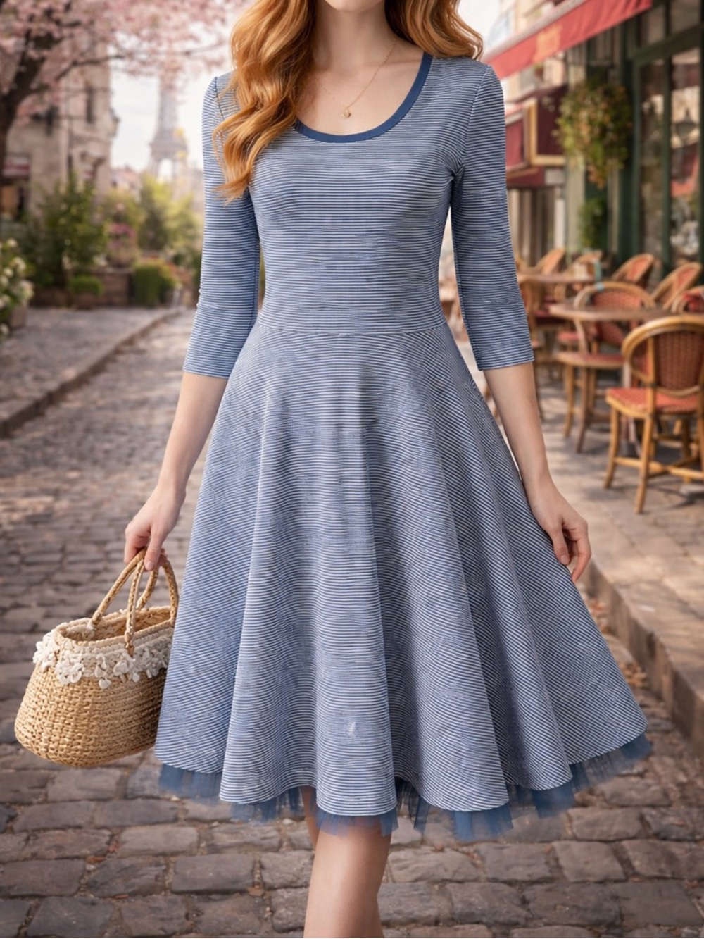🌿 Matilda Jane Blue Striped Dress | XS | Parisian Spring Style